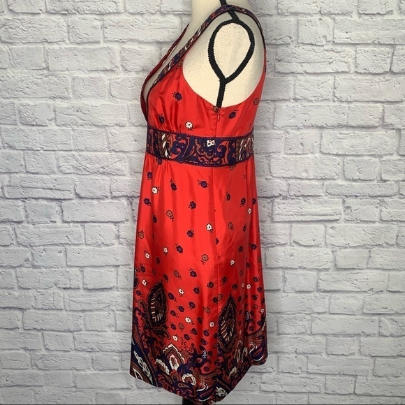 Tibi Silk Paisley Print V-Neckline Sleeveless Dress - Picture 6 of 16